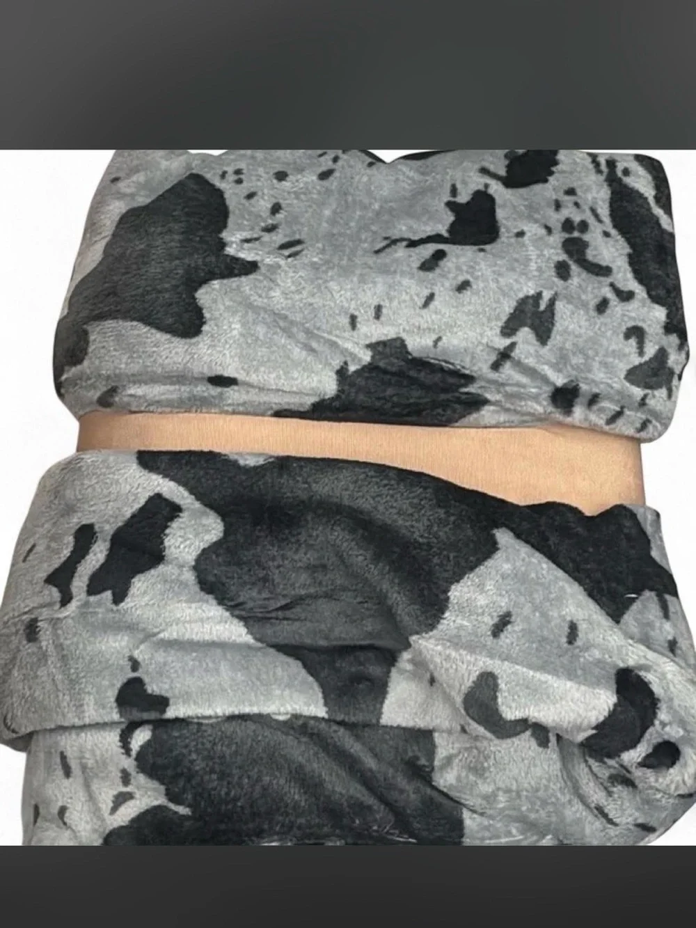 Amazon Flannel Throw Blanket - Gray and Black Cow Print